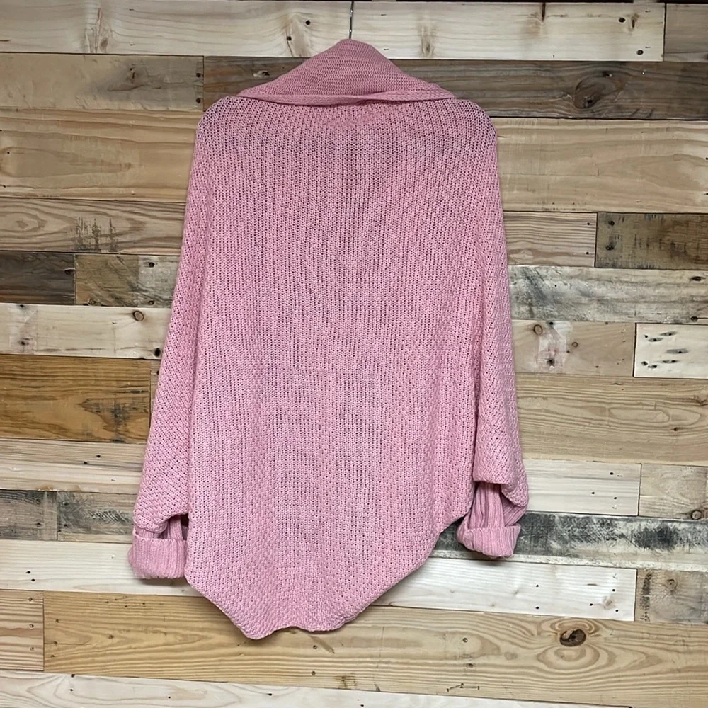 Pink size XL Cocoon Open Front Soft and Oversized Collared Sweater